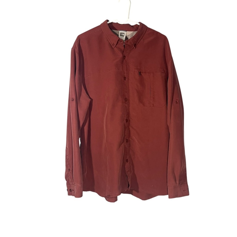 The North Face Mens Velvety Soft Button Up Shirt Long Sleeve Terracotta XL